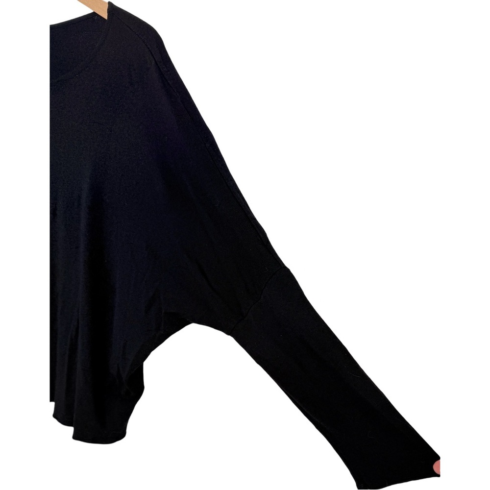 OSKA Black Sweater Doleman Sleeves Lagenlook Scoop Neckline Coastal - Picture 4 of 11